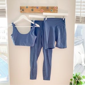 Everlane Blue Leggings and Biker Shorts Set